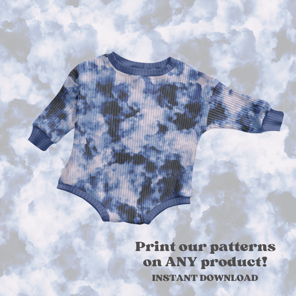 Black and blue tie dye seamless pattern