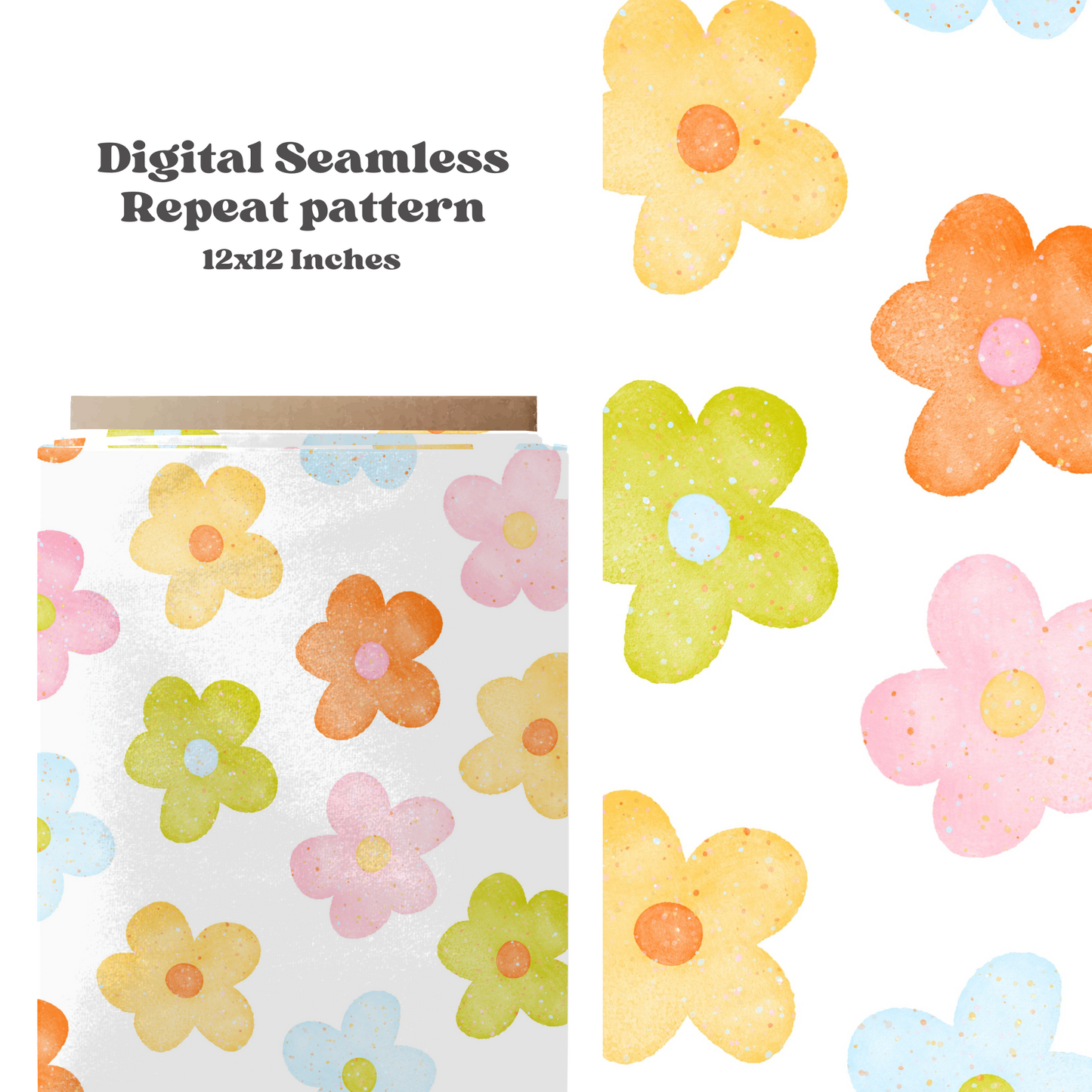 Watercolor bright daisy floral pattern