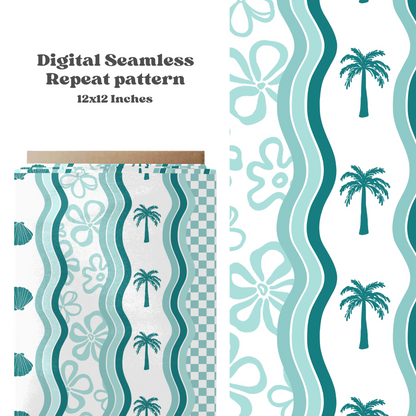 Summer retro wavy seamless pattern