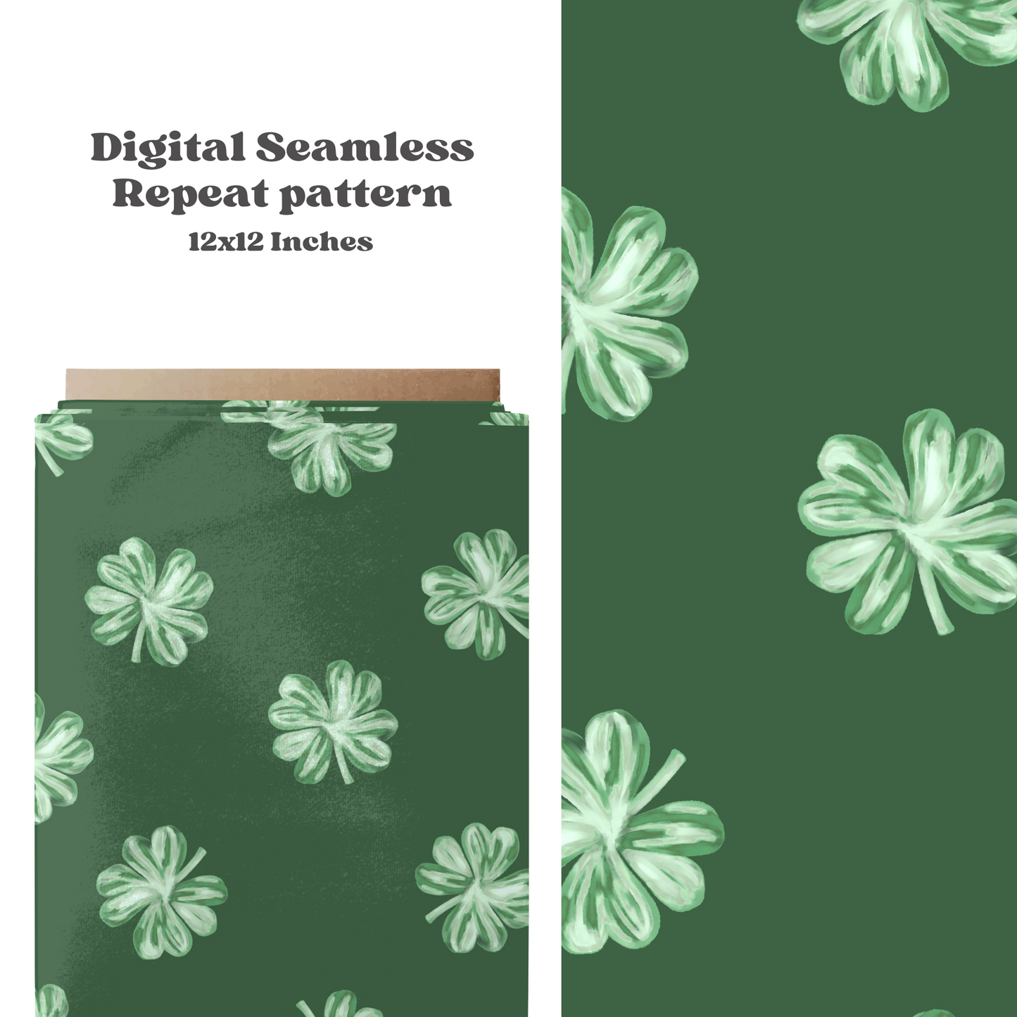 Watercolor green clovers Pattern