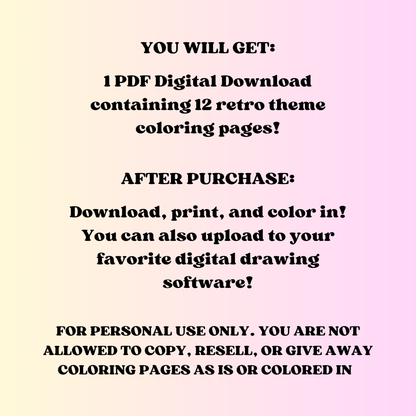 Retro Theme Coloring Pages