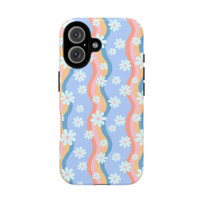 Blue Wavy Daisy Phone Case