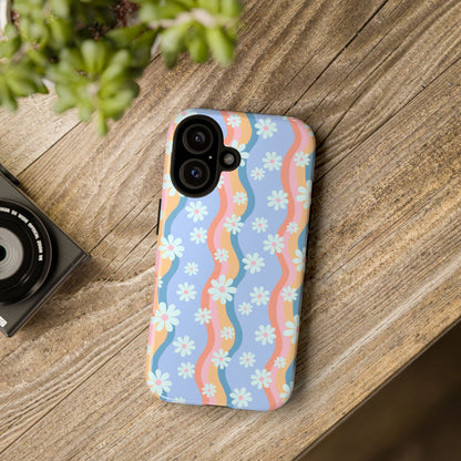 Blue Wavy Daisy Phone Case