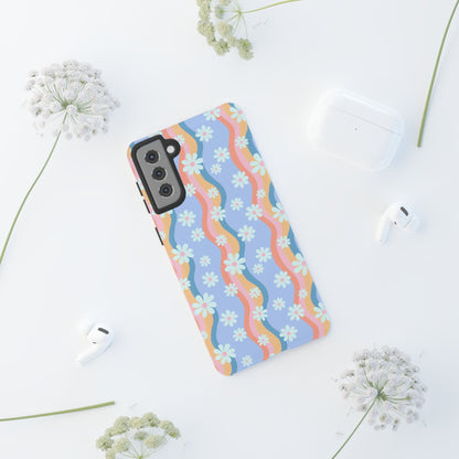 Blue Wavy Daisy Phone Case