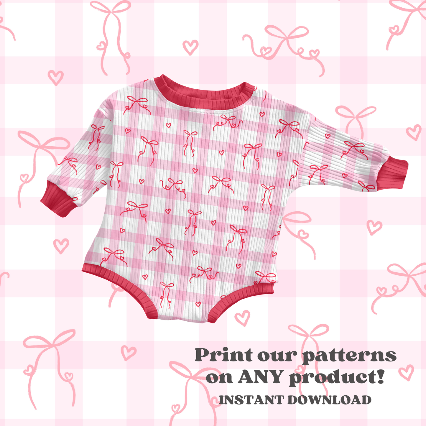 Valentine Gingham Heart Bows