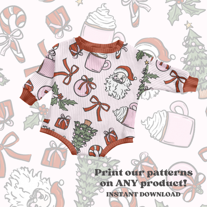 Coquette Christmas Seamless pattern