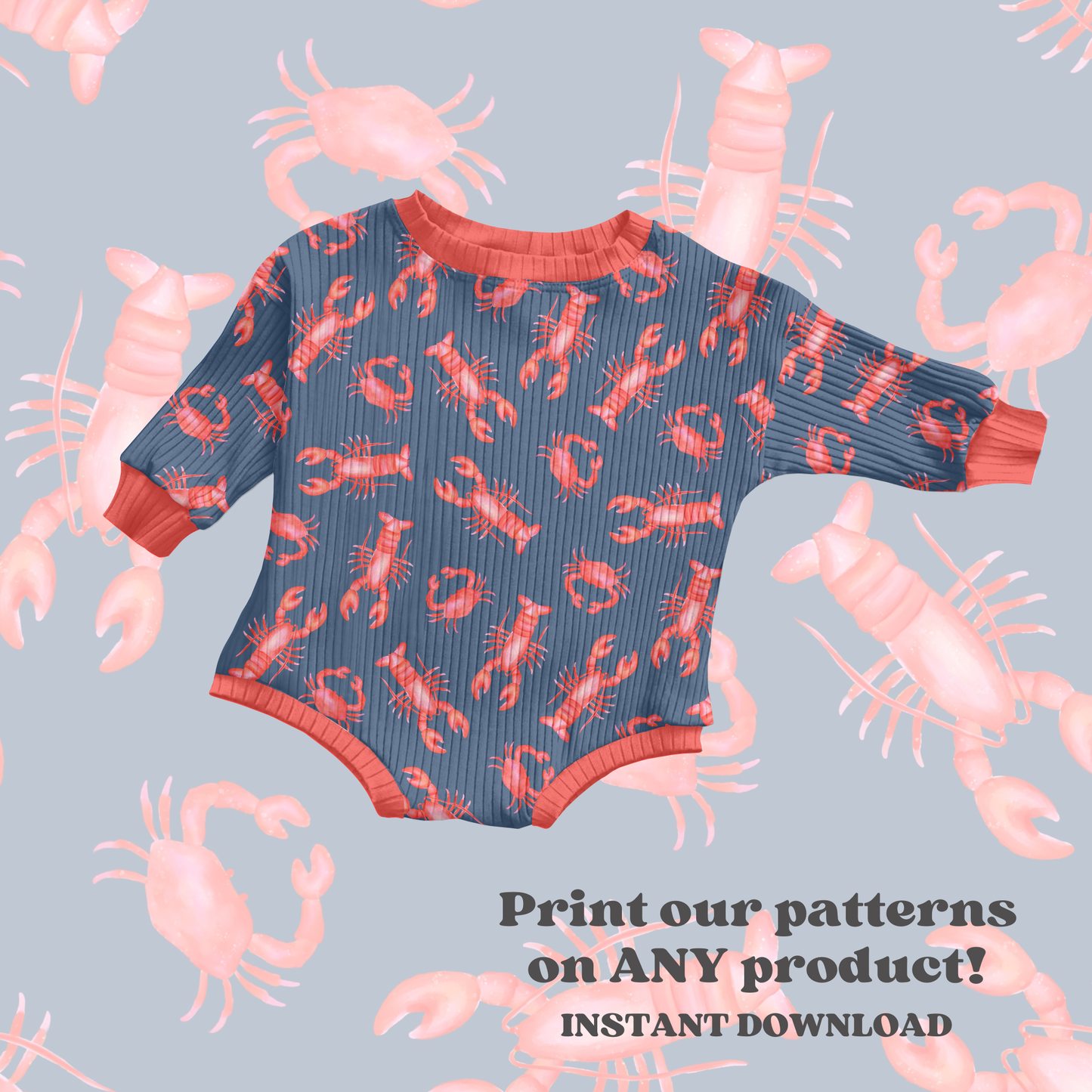 Watercolor Lobsters and Crabs