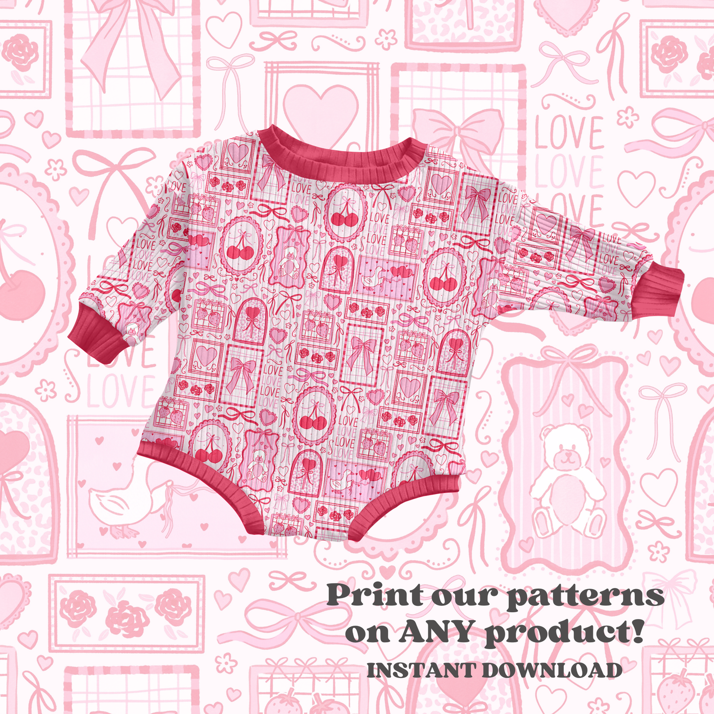 Pink Watercolor Valentine Stamps