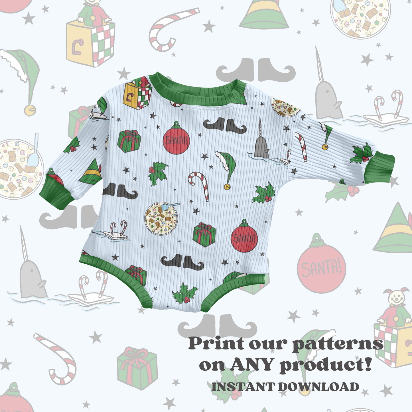 Elf Christmas seamless pattern