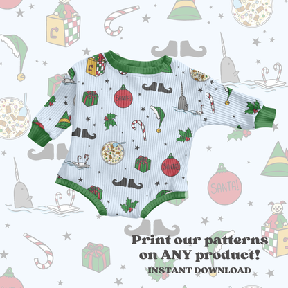 Elf Christmas seamless pattern