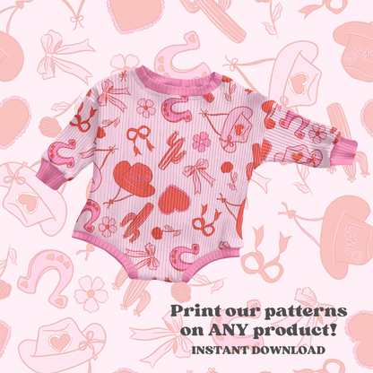 Western Valentines seamless pattern