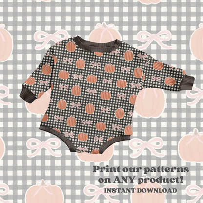 Gingham Pumpkins and Bows