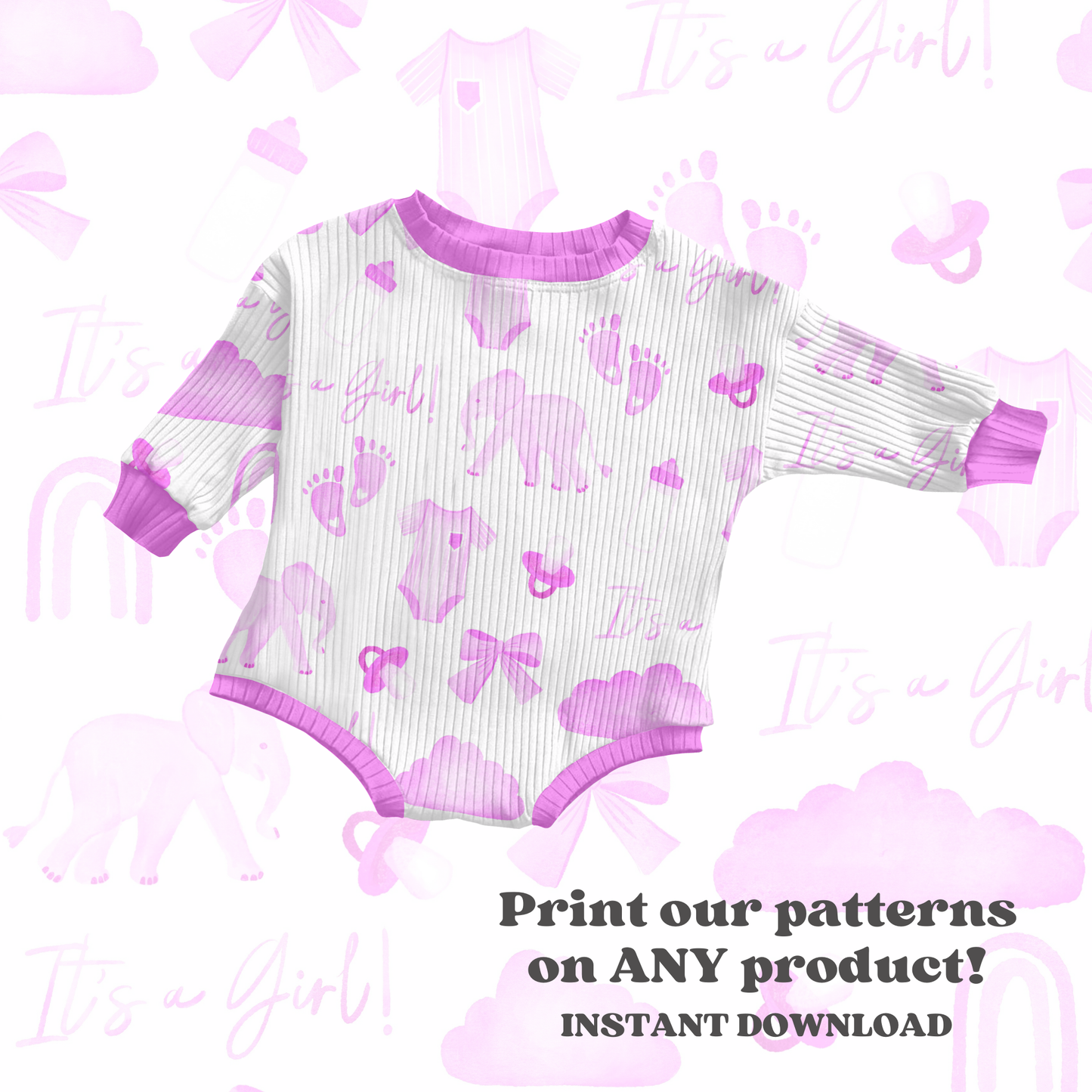 Its a girl Baby shower pattern