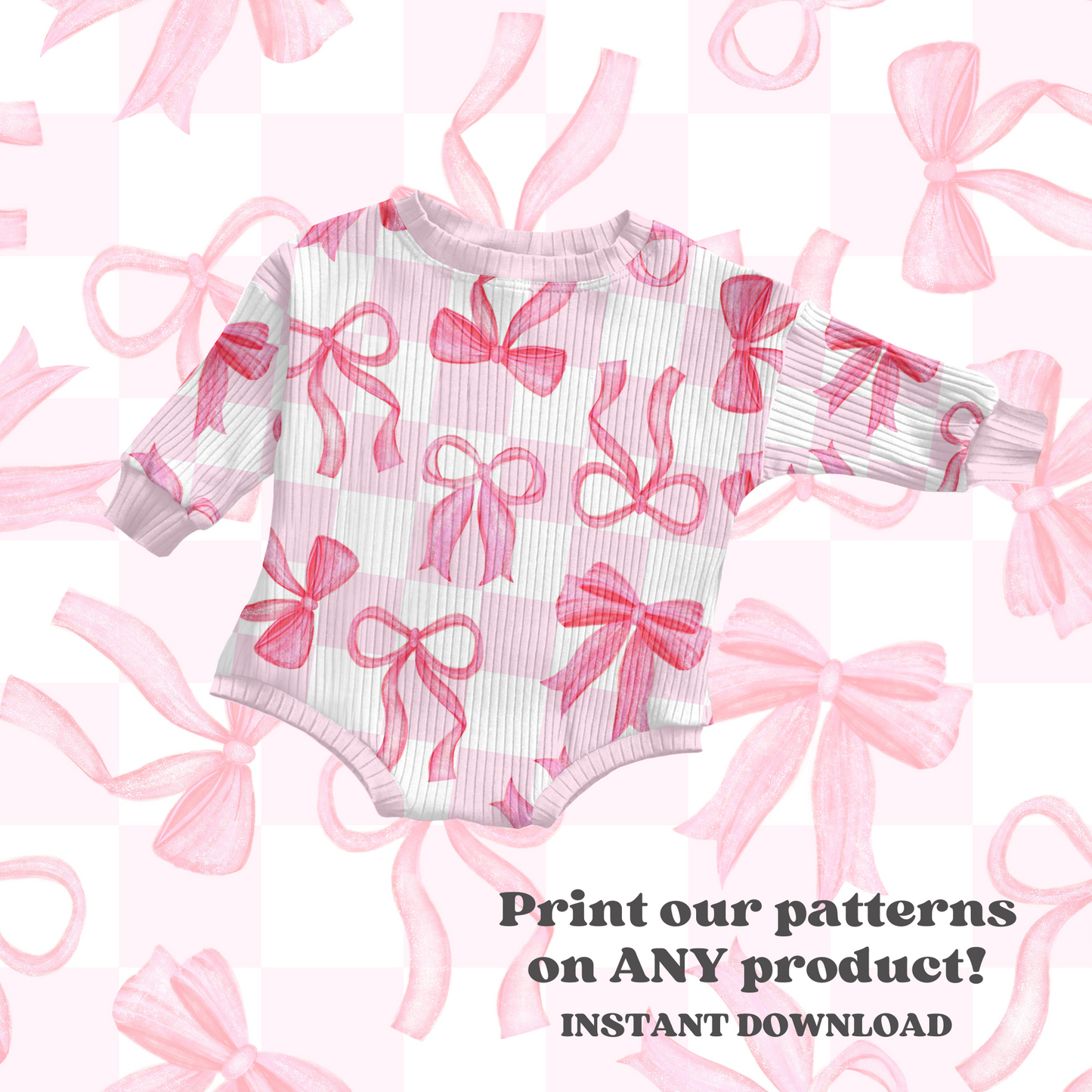 Checkered girly bows Seamless pattern