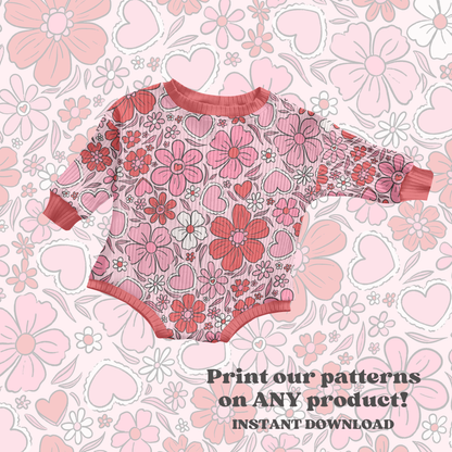 Valentine floral seamless pattern