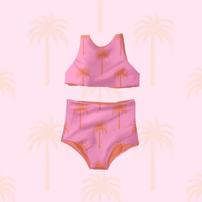 Bright summer Pink Palm Pattern