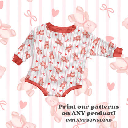 Preppy Watercolor Valentine Bears