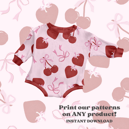 Valentine cherry strawberry seamless pattern