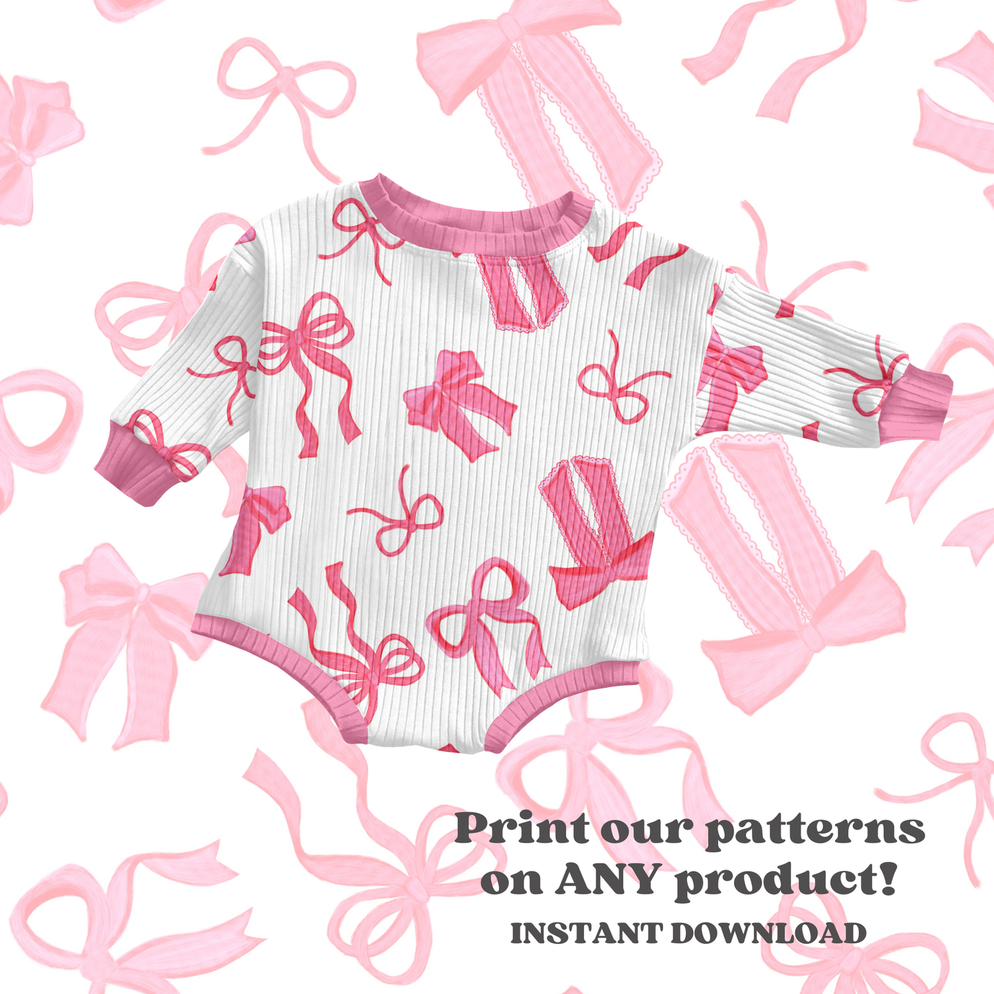 Pink watercolor bows Seamless pattern