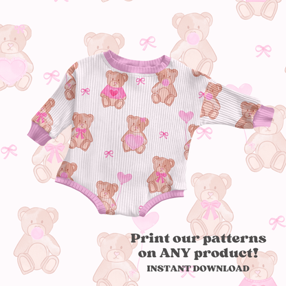 Watercolor valentine bears Pattern