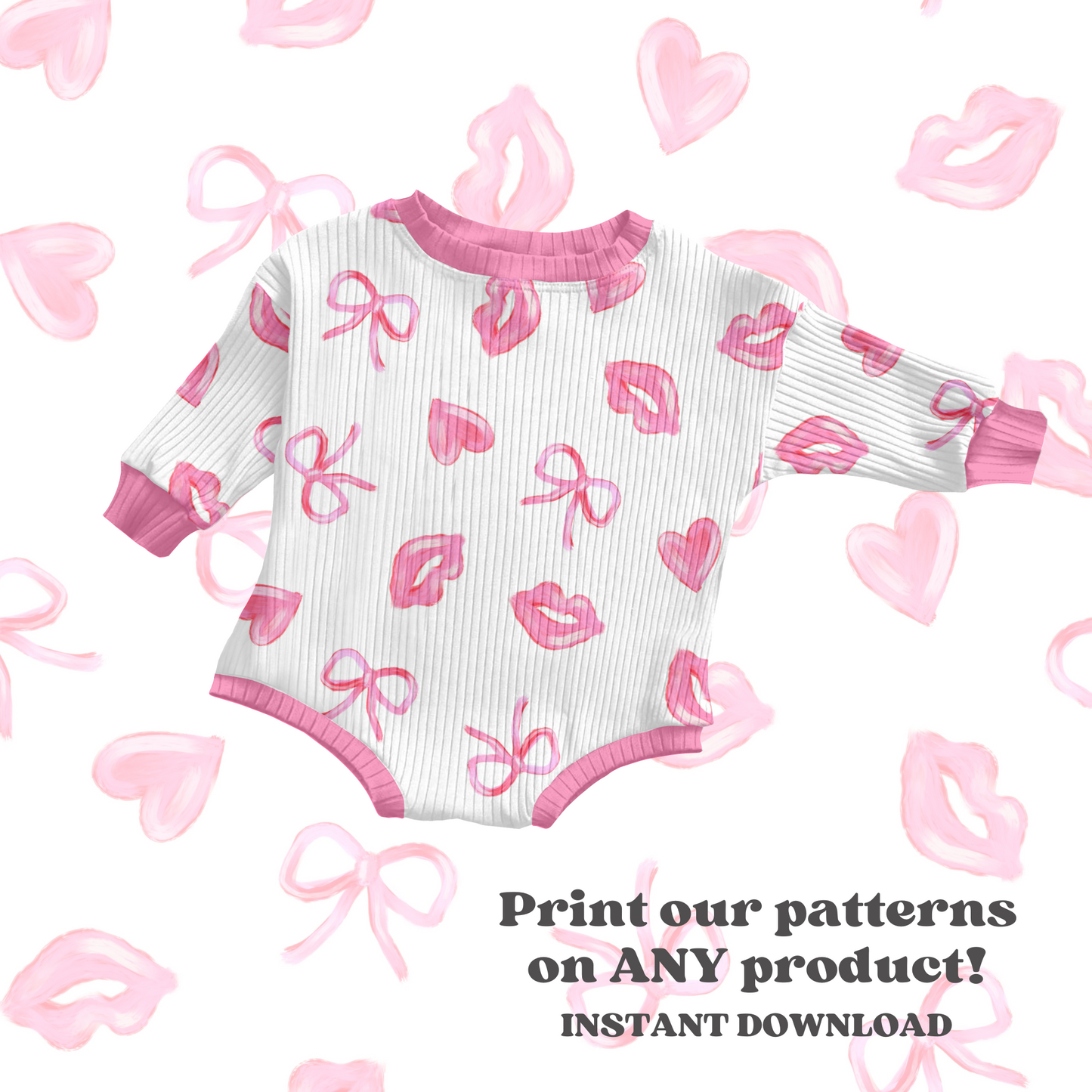 Coquette bows kisses and hearts pattern