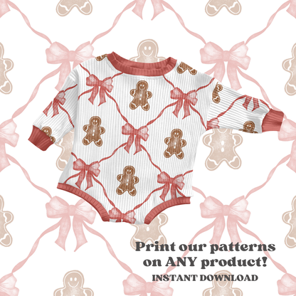 Christmas Gingerbread bow Seamless pattern