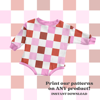 Valentine checkered seamless pattern