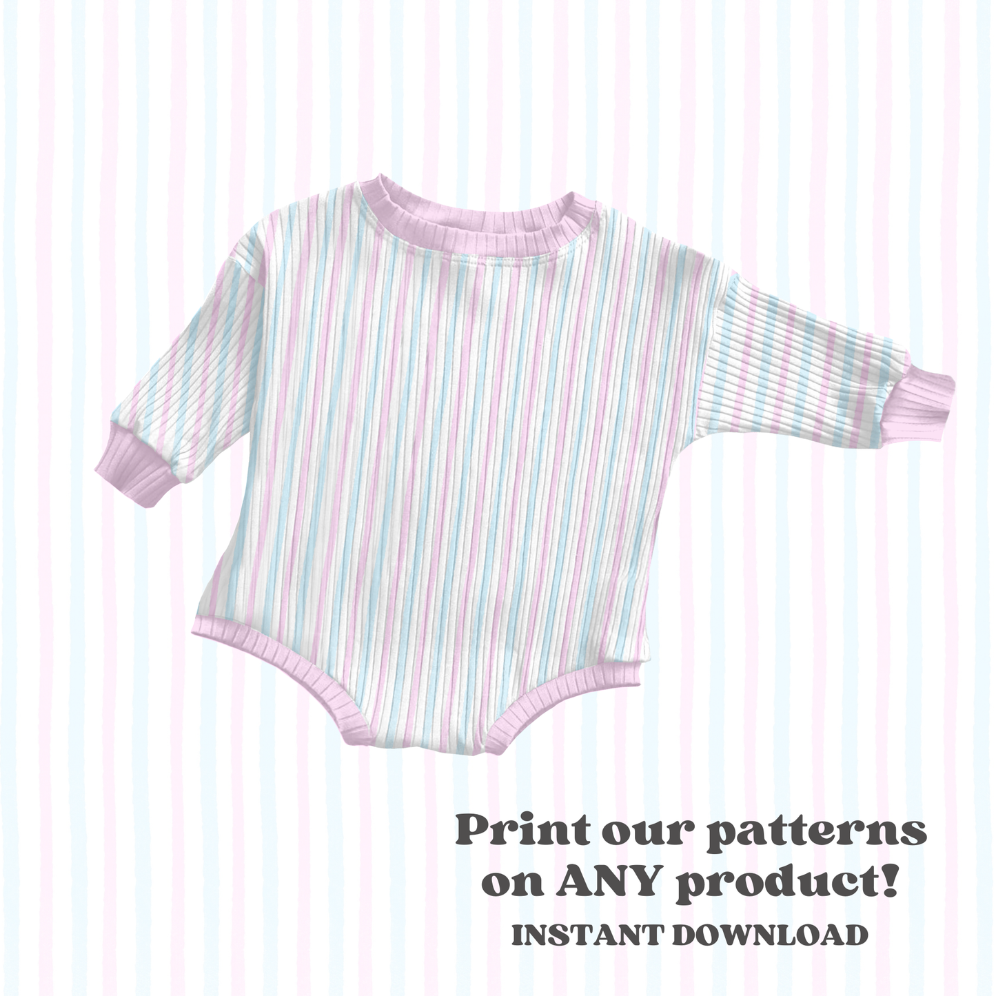 Pink Blue Watercolor Stripe