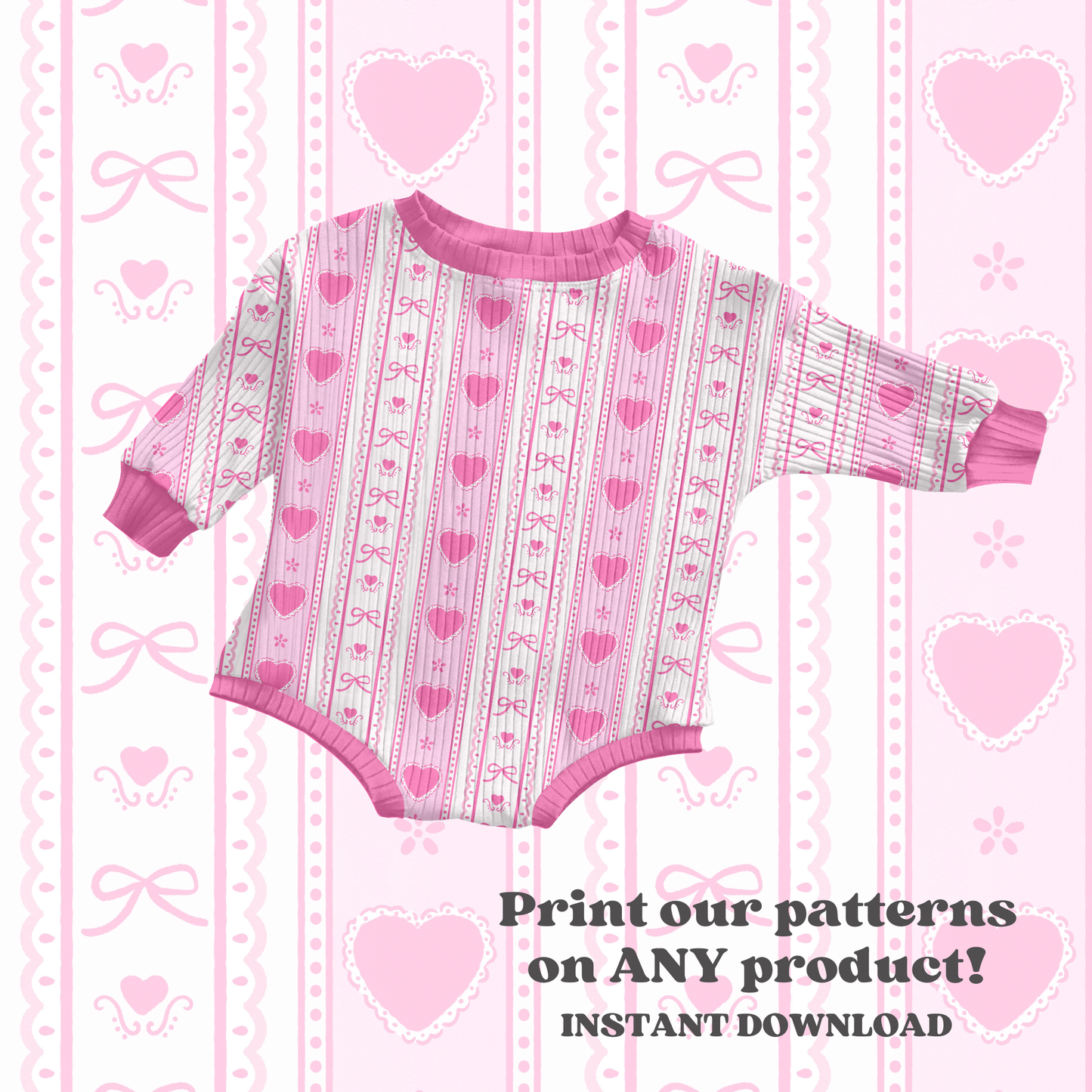 Watercolor Valentine Heart Stripe