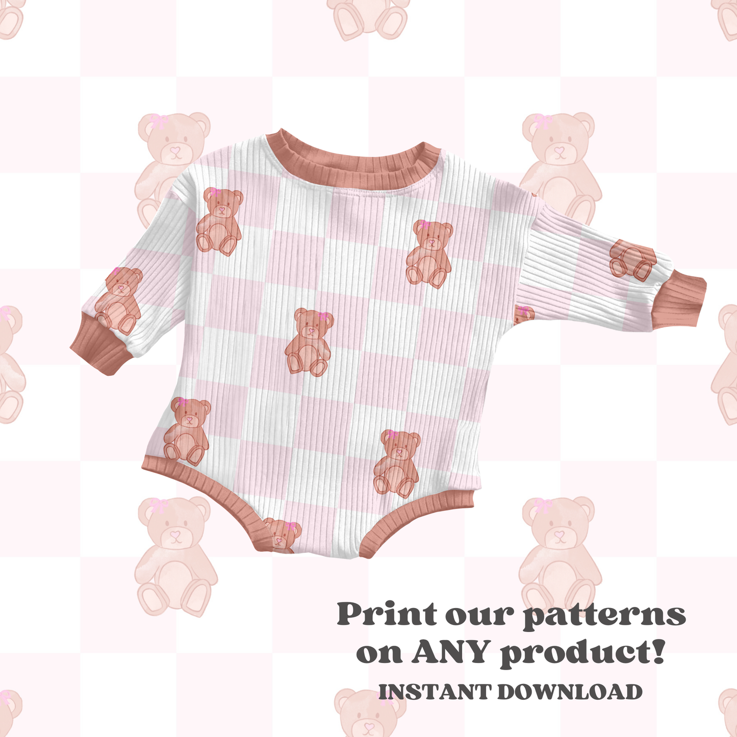 Checkered Bears Seamless Pattern