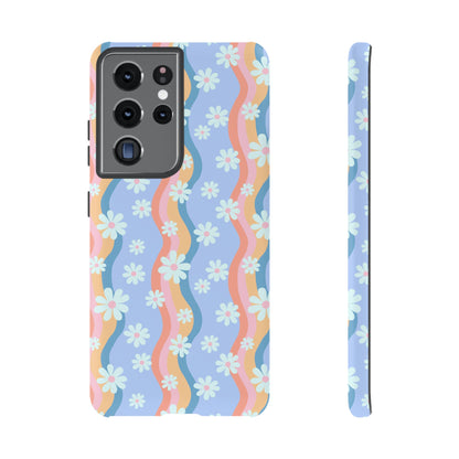 Blue Wavy Daisy Phone Case