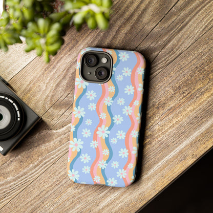 Blue Wavy Daisy Phone Case