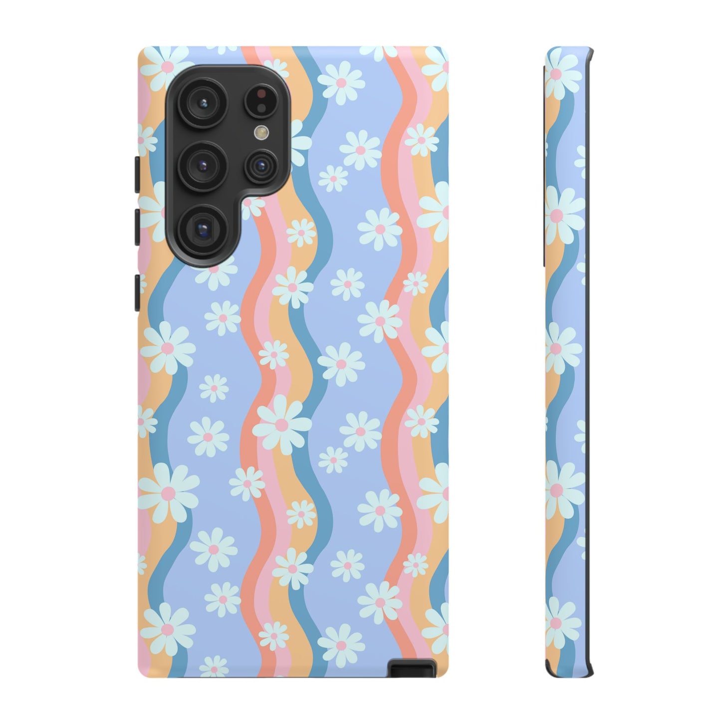 Blue Wavy Daisy Phone Case