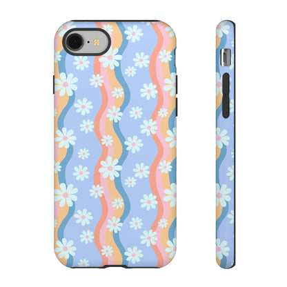 Blue Wavy Daisy Phone Case