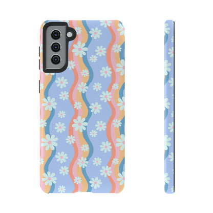 Blue Wavy Daisy Phone Case