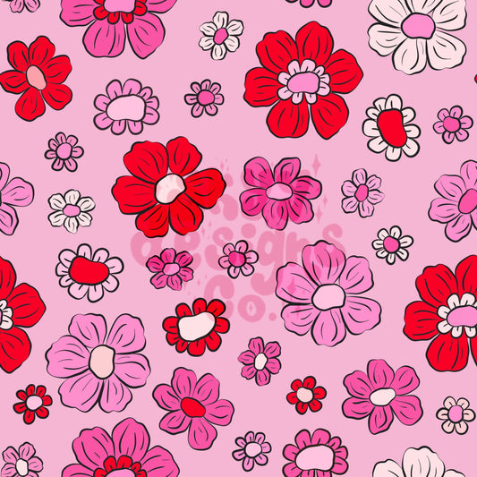 Valentines boho floral seamless pattern