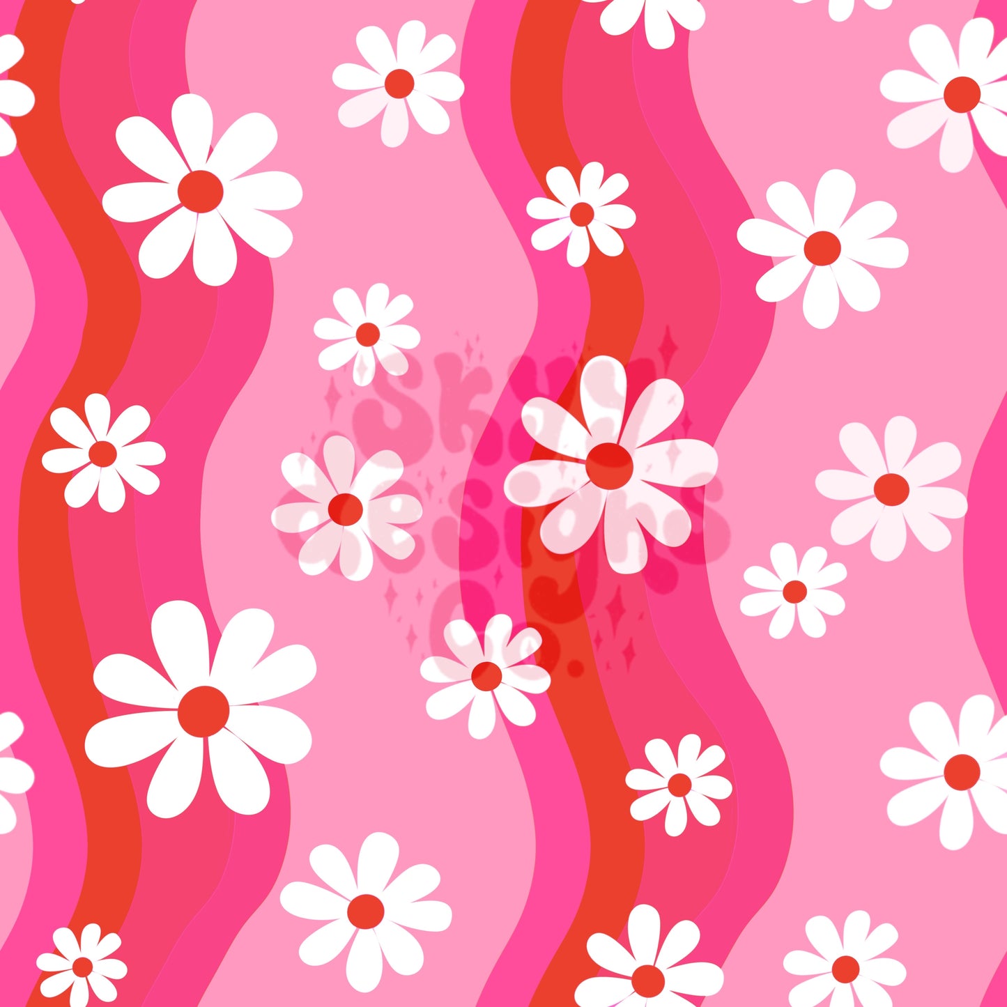 Valentine wavy daisy pattern design