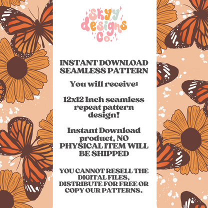 Sunflower butterfly seamless pattern