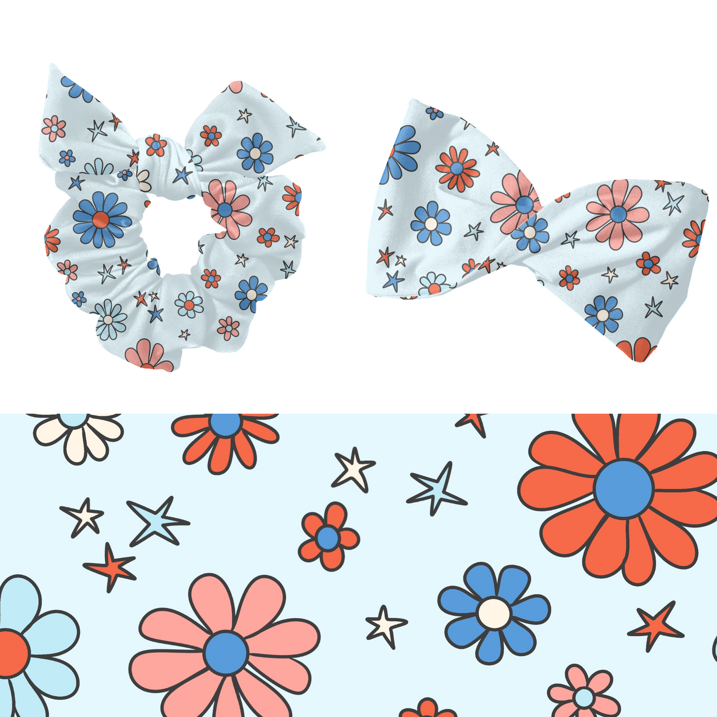 Retro Fourth of July Daisies Pattern
