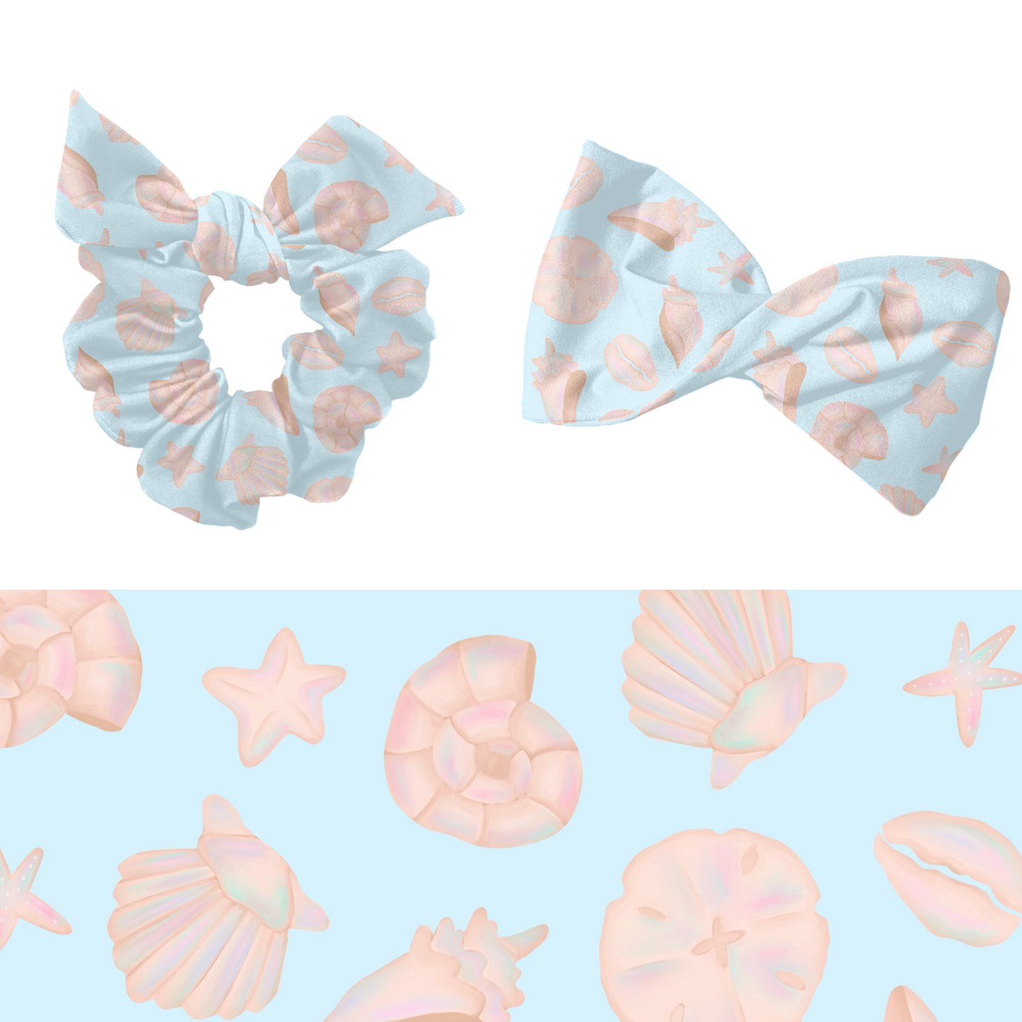 Blue Rainbow Seashells Pattern