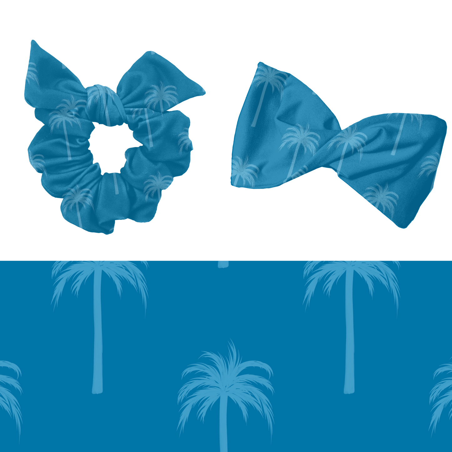 Blue Monochrome Summer Palms Pattern