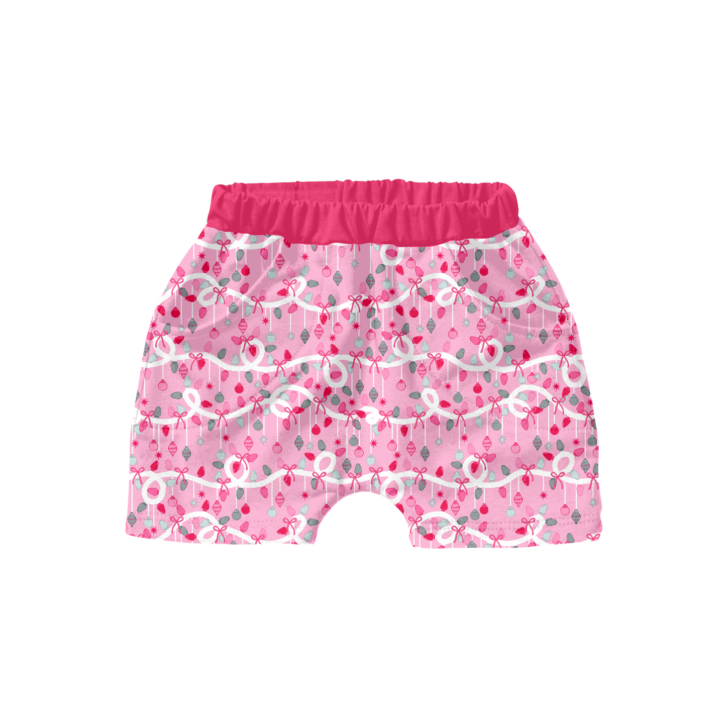 Pink Christmas lights and ornaments