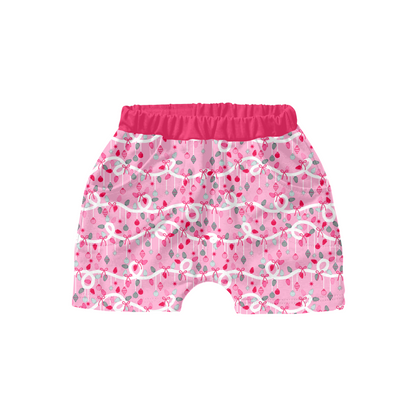 Pink Christmas lights and ornaments