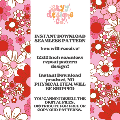 Valentines retro floral seamless pattern design