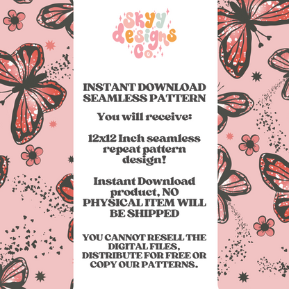 Valentines love butterflies seamless pattern