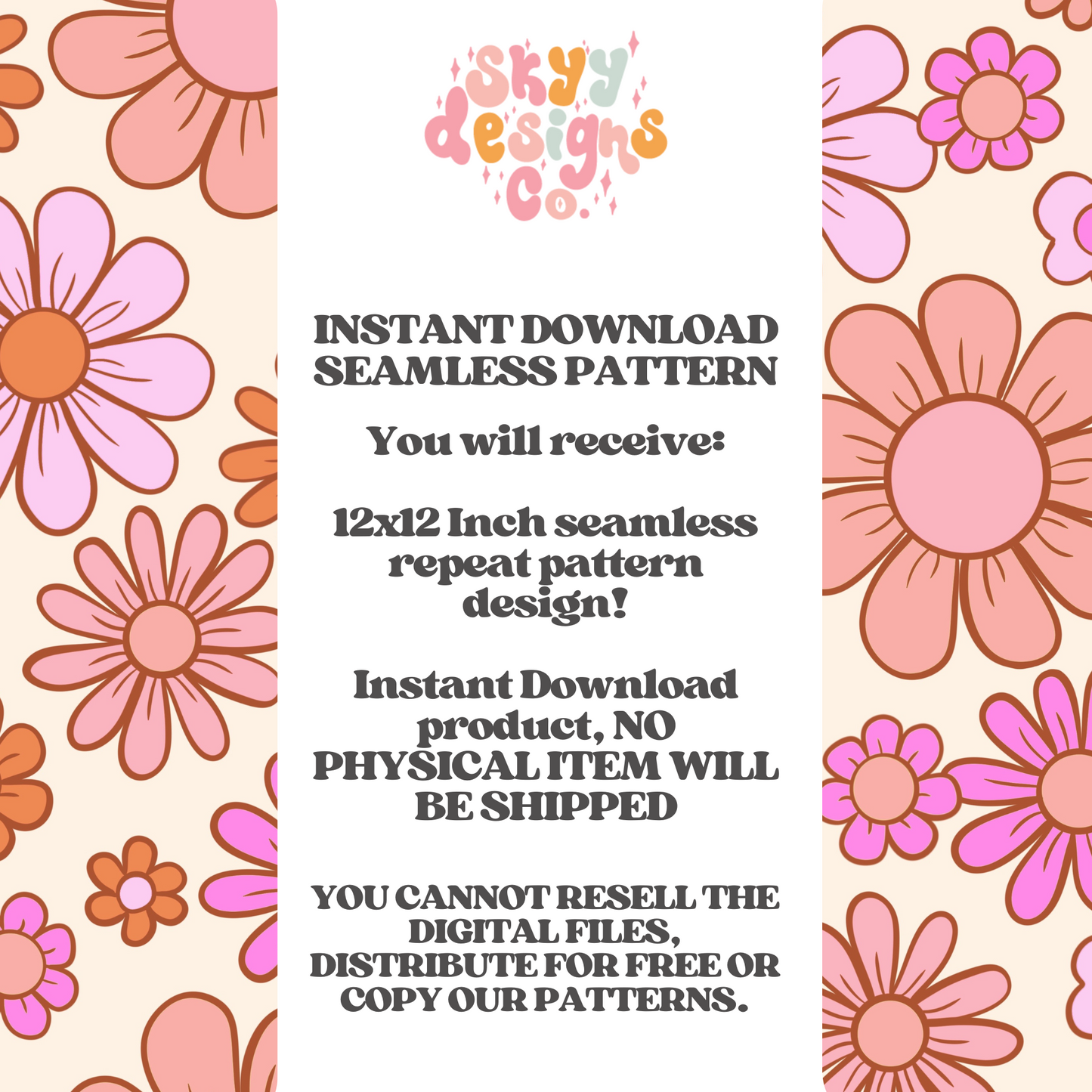 Retro daisy floral seamless pattern design