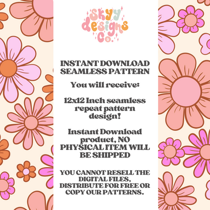 Retro daisy floral seamless pattern design