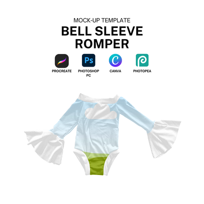 Bell sleeve onesie mock-up template