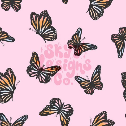 Pastel butterfly seamless pattern
