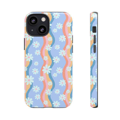 Blue Wavy Daisy Phone Case